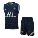Kit Treino adulto - Camisa e Shorts - Paris Saint-Germain Nike 23/24 - Azul com detalhes em vermelho