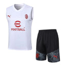 Kit Treino adulto - Camisa e Shorts - AC Milan Puma 23/24 - Branco e preto