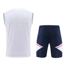 Kit Treino adulto - Camisa e Shorts - Arsenal Adidas 23/24 - Branco e azul com detalhes em branco e rosa