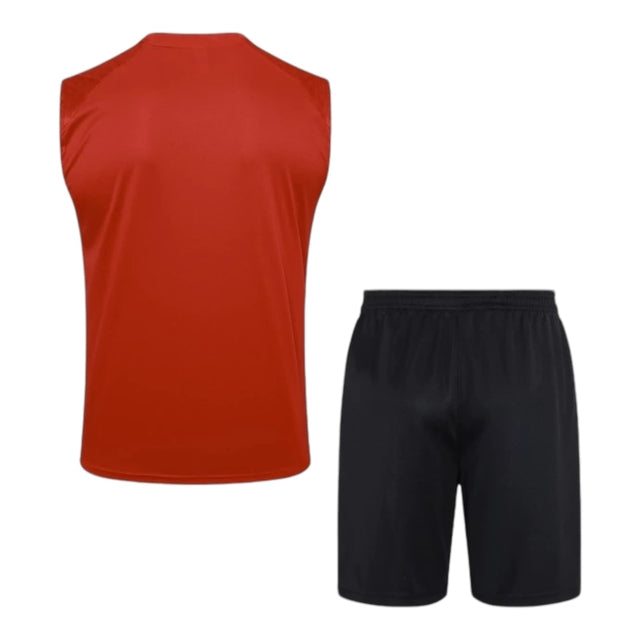 Kit Treino adulto - Camisa e Shorts - AC Milan Puma 23/24 - Preto e vermelho