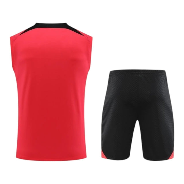 Kit Treino adulto - Camisa e Shorts - Paris Saint-Germain Nike 23/24 - Vermelho e preto