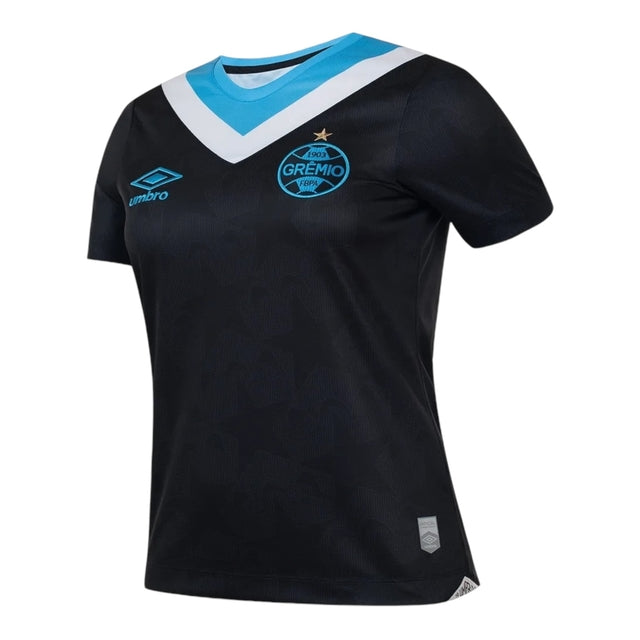 Camisa Grêmio III 24/25 -  Umbro Feminina - Preta com detalhes em azul e branco