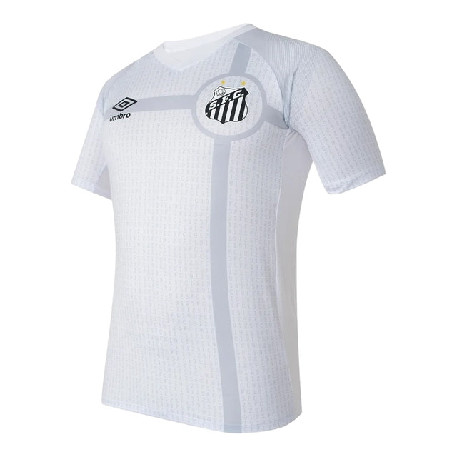 Camisa Santos Pré-jogo 23/24 - Torcedor Umbro Masculina - Branca com detalhes em cinza