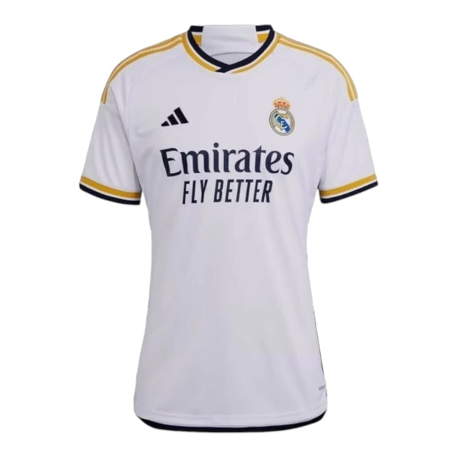 Camisa Real Madrid I 23/24 - Adidas Feminina - Branca com detalhes em amarelo e azul