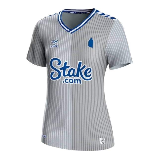 Camisa Everton III 23/24 -  Hummel Feminina - Cinza com detalhes em azul