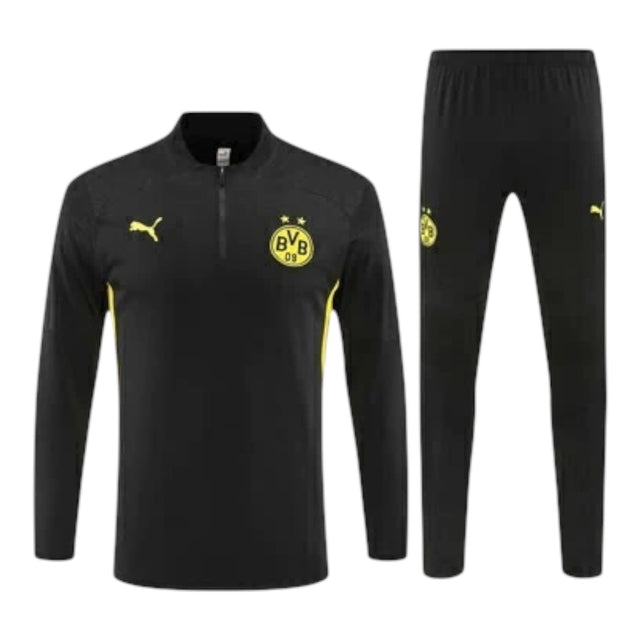 Conjunto Borussia Dortmund Treino 24/25 - Masculino Adidas - Preto com detalhes em amarelo