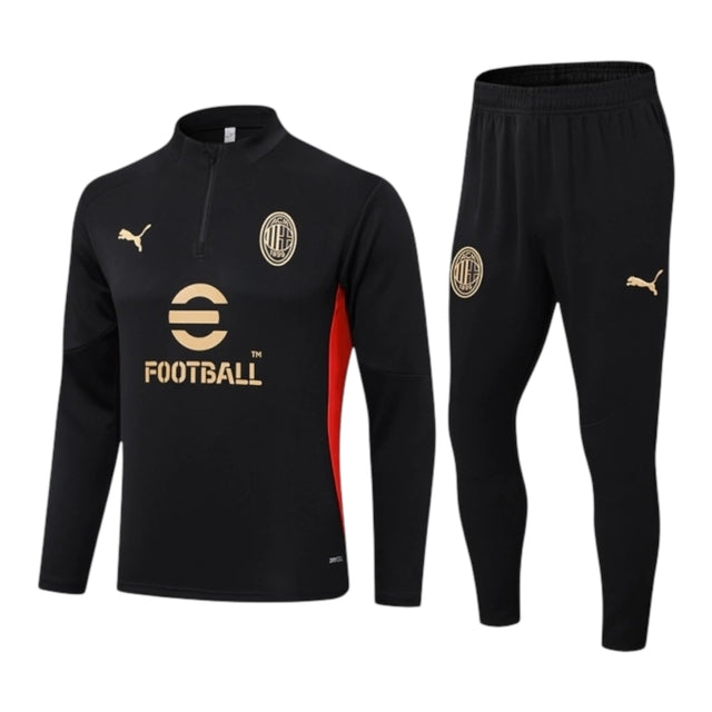 Conjunto AC Milan 24/25 - Masculino Puma - Preto com detalhes em dourado e vermelho