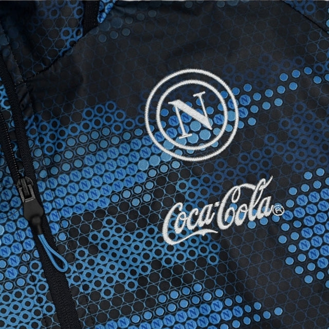 Jaqueta Corta-Vento Napoli Treino 24/25 - Masculina EA7 - Preta com detalhes em azul