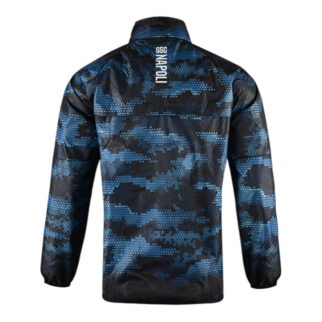 Jaqueta Corta-Vento Napoli Treino 24/25 - Masculina EA7 - Preta com detalhes em azul