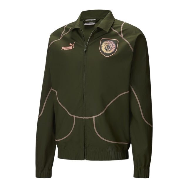 Jaqueta Corta-Vento Manchester City 24/25 - Masculina Puma - Verde com detalhes em rosa