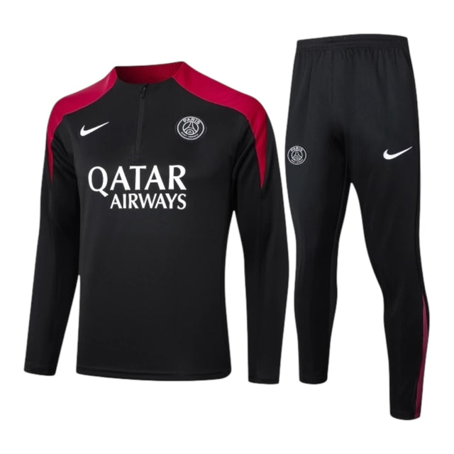 Conjunto Paris Saint German Treino 24/25 - Masculino Nike - Preto com detalhes em vermelho