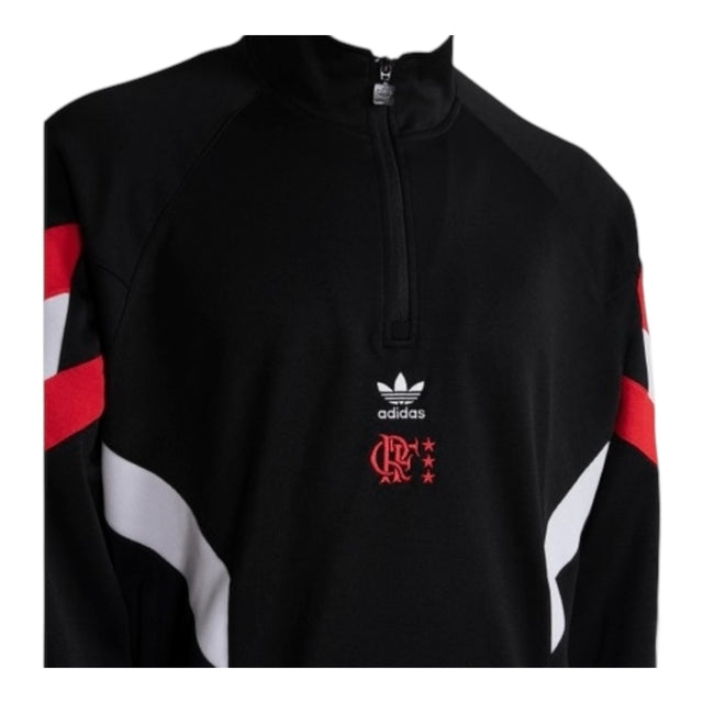 Jaqueta Corta-Vento Flamengo 24/25 - Masculina Adidas - Preta com detalhes em vermelho e branco