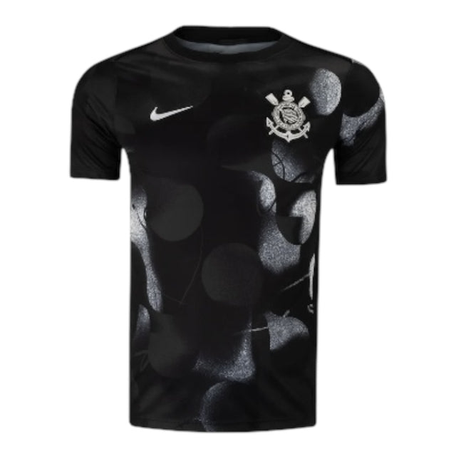 Camisa Corinthians Pré-jogo 25/26 - Torcedor Nike Masculina - Preta com detalhes em branco