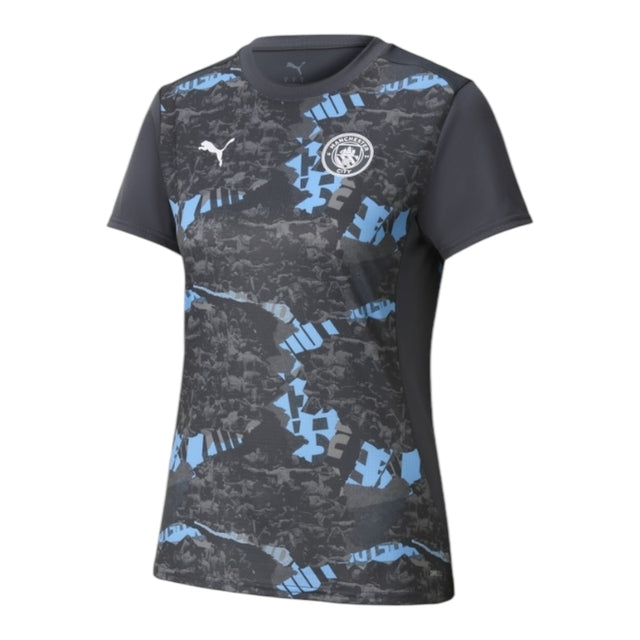 Camisa Manchester City Pré-jogo 25/26 -  Adidas Feminina - Cinza com detalhes em azul