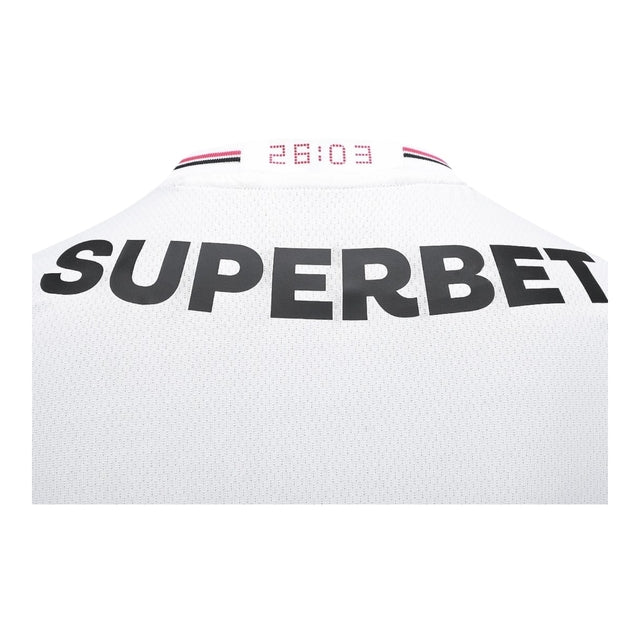 Camisa São Paulo I 25/26 -  New Balance Feminina - Branca com detalhes em vermelho e preto