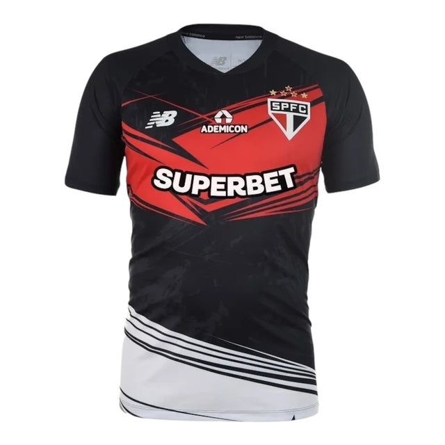 Camisa São Paulo Goleiro 25/26 - Torcedor New Balance Masculina - Preta com detalhes em branco e vermelho