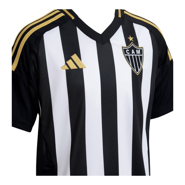 Camisa Atlético Mineiro I 25/26 - Torcedor Adidas Masculina - Preta com listras brancas com detalhes em amarelo