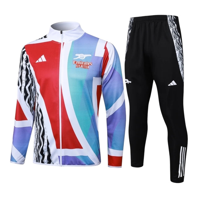 Conjunto Arsenal Treino 24/25 - Masculino Adidas - Branco com detalhes em azul e vermelho