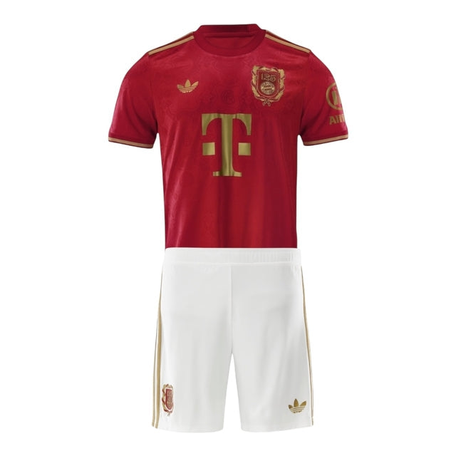 Kit Infantil Bayern de Munique Edição especial Aniversário 125 anos 25/26 - Adidas - Vinho com detalhes em dourado