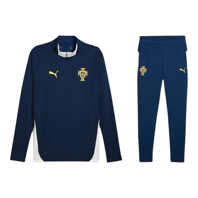 Conjunto Seleção Portugal Treino 25/26 - Masculino Puma - Azul com detalhes em branco