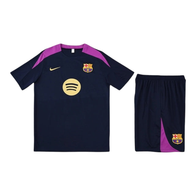 Kit Treino adulto - Camisa e Shorts - Barcelona Nike 25/26 - Azul com detalhes em rosa