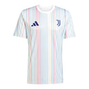 Camisa Juventus Pré-jogo 25/26 - Torcedor Adidas Masculina - Branca com detalhes em rosa e azul