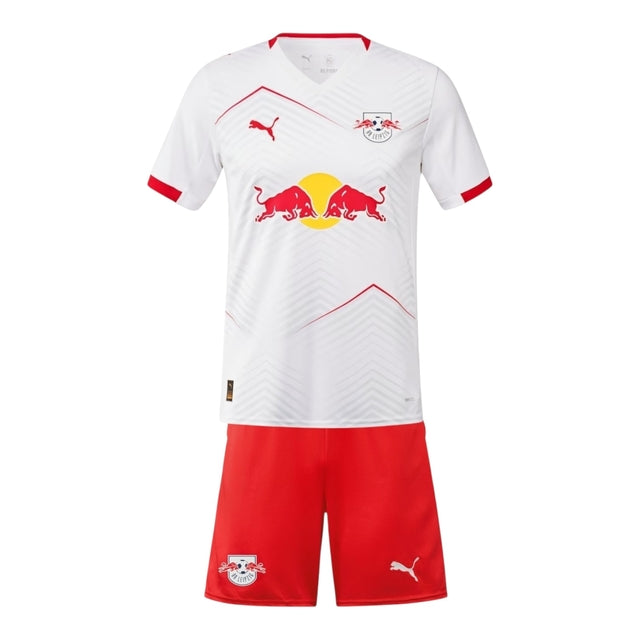 Kit Infantil Red Bull Leipzig I 25/26 - Puma - Branco e vermelho