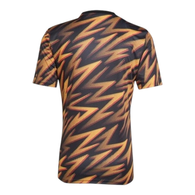 Camisa Roma Pré-jogo 25/26 - Torcedor Adidas Masculina - Preta com detalhes em laranja