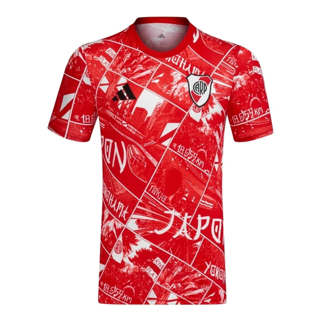 Camisa River Plate Pré-jogo 25/26 - Torcedor Adidas Masculina - Vermelha e branca