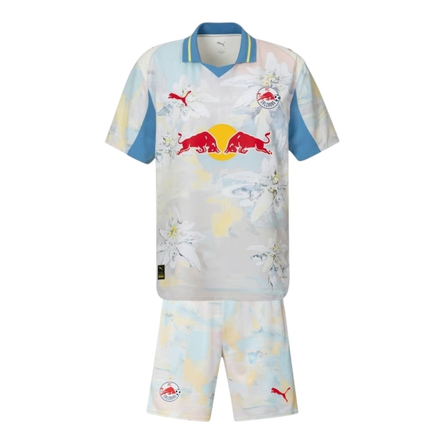 Kit Infantil Red Bull Salzburg Edição especial Mundial de Clubes 25/26 - Puma - Branco e azul