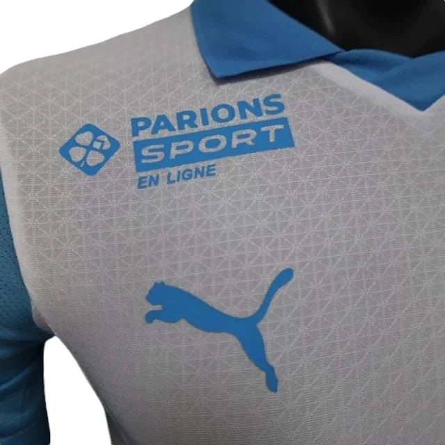 Camisa Olympique Marseille I 25/26 - Jogador Puma Masculina - Branca e azul