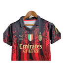 Kit Infantil AC Milan Edição especial 23/24 - Puma - Preto com detalhes em vermelho e dourado