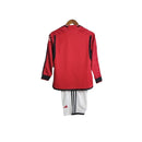 Kit Infantil Manchester United I manga longa 23/24 - Adidas - Vermelho com detalhes em preto