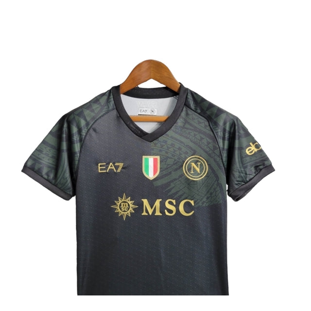 Kit Infantil Napoli II 23/24 - EA7 - Preto com detalhes em verde
