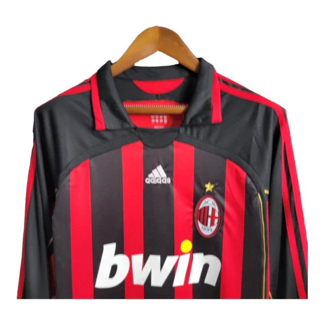 Camisa Retrô AC Milan I 2006/2007 manga longa - Masculina Adidas - Preta e vermelha