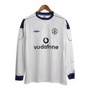 Camisa Retrô Manchester United II 1999/2000 manga longa - Umbro Masculina - Branca com detalhes em azul