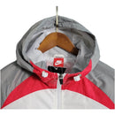 Jaqueta Corta-Vento Barcelona 23/24 - Branca e cinza com detalhes em vermelho