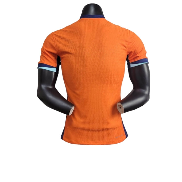 Camisa Seleção da Holanda I 24/25 - Jogador Nike Masculina - Laranja com detalhes em azul
