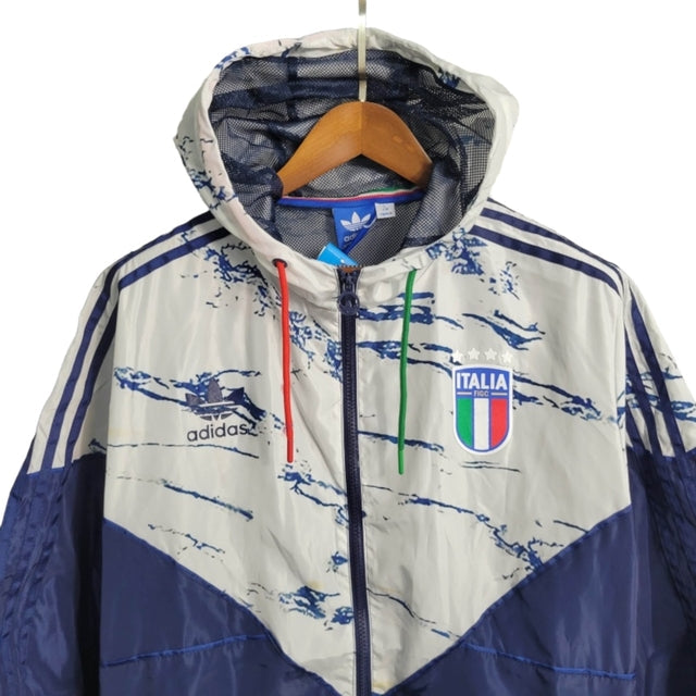 Jaqueta Corta-Vento Seleção da Itália 23/24 - Masculina Adidas - Branca e azul