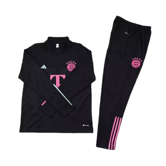 Conjunto Bayern de Munique Treino 23/24 - Masculino Adidas - Preto com detalhes em rosa e verde