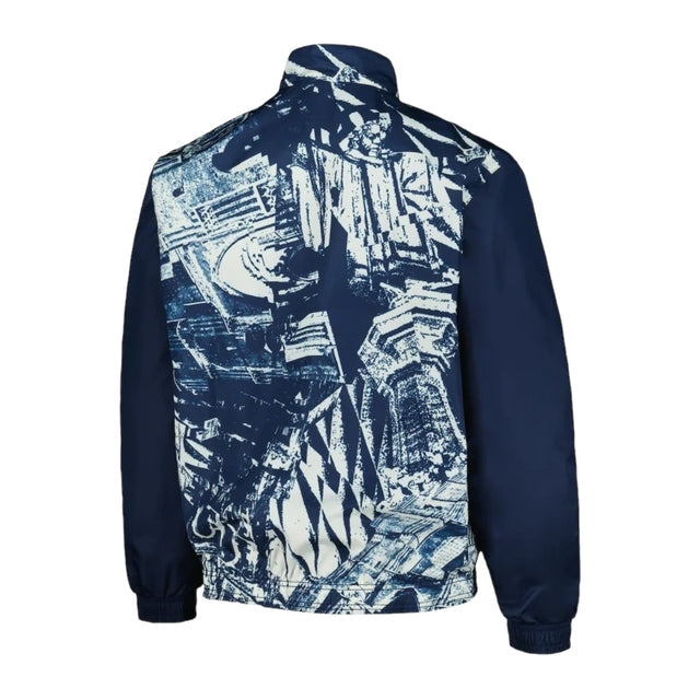 Jaqueta Corta-Vento Dupla Face Bayern de Munique Pré-jogo 23/24 - Masculina Adidas - Azul com detalhes em branco