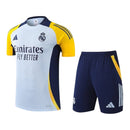 Kit Treino adulto - Camisa e Shorts - Real Madrid Adidas 24/25 - Azul com detalhes em amarelo