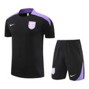 Kit Treino adulto - Camisa e Shorts - Seleção Inglaterra Nike 24/25 - Preto com detalhes em roxo