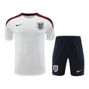 Kit Treino adulto - Camisa e Shorts - Seleção Inglaterra Nike 24/25 - Branco e azul com detalhes vinho