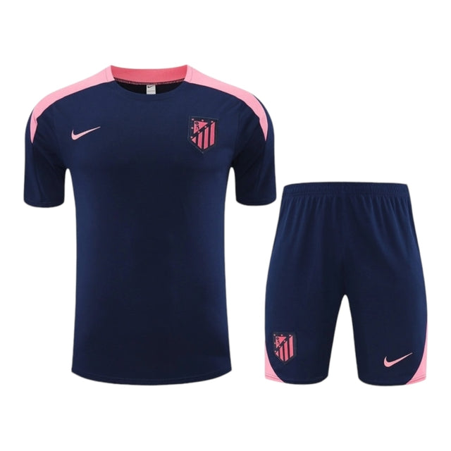 Kit Treino adulto - Camisa e Shorts - Atlético de Madrid Nike 24/25 - Azul com detalhes em rosa