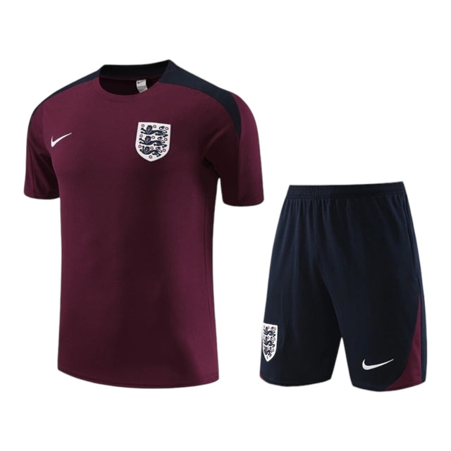 Kit Treino adulto - Camisa e Shorts - Seleção Inglaterra Nike 24/25 - Vinho e azul