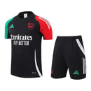 Kit Treino adulto - Camisa e Shorts - Arsenal Adidas 24/25 - Preto com detalhes em verde e vermelho e branco