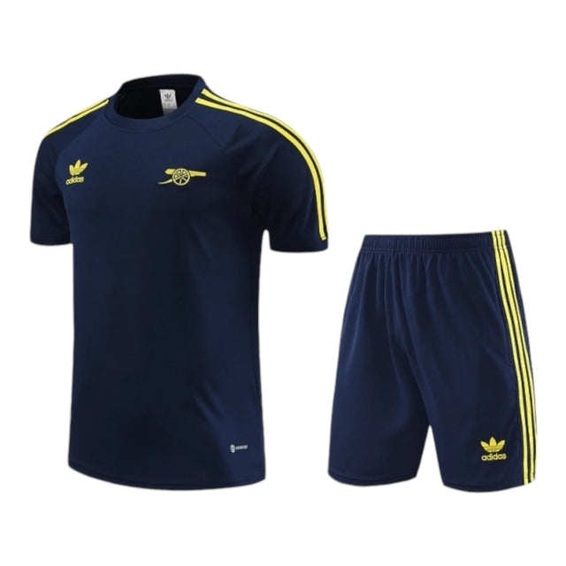 Kit Treino adulto - Camisa e Shorts - Arsenal Adidas 24/25 - Azul com detalhes em amarelo