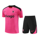 Kit Treino adulto - Camisa e Shorts - Chelsea Nike 24/25 - Rosa e preto