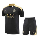 Kit Treino adulto - Camisa e Shorts - Paris Saint-Germain Nike 24/25 - Preto com detalhes em dourado
